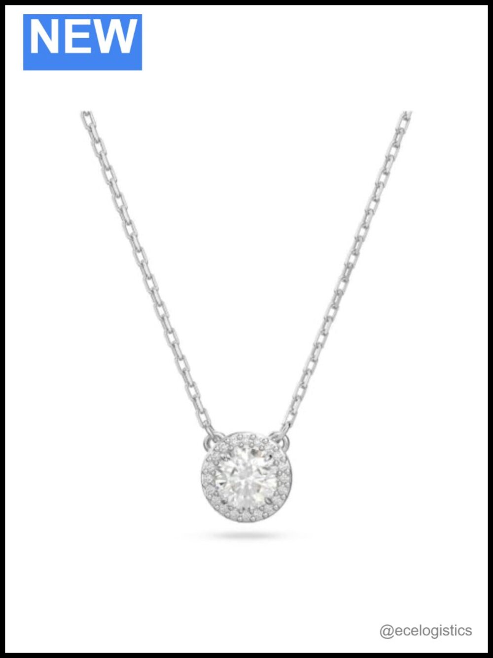 Swarovski Crystal Pendant Necklace Rhodium Plated 16.5"
